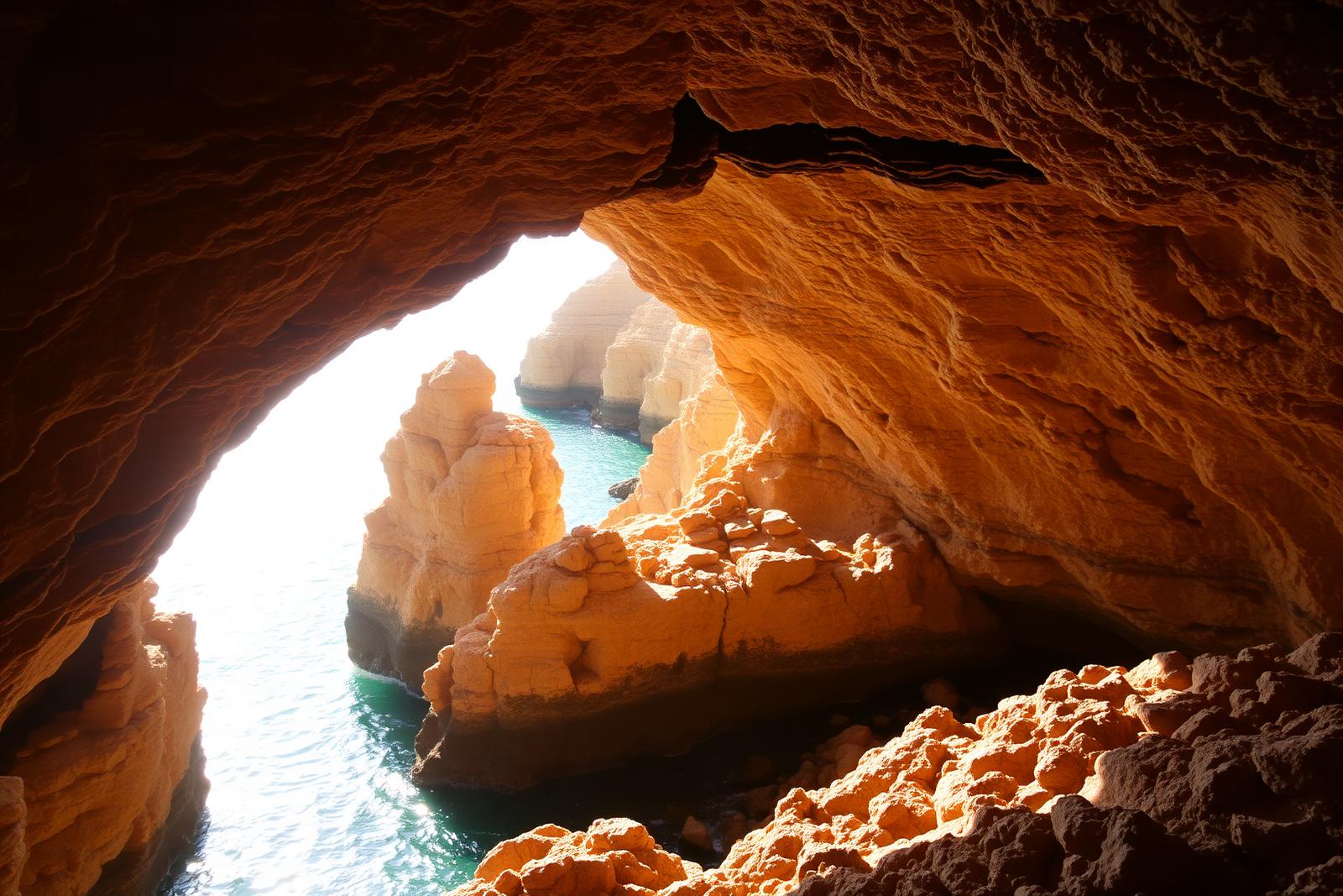 Sea cave arch framing turquoise water on the coast near Jávea